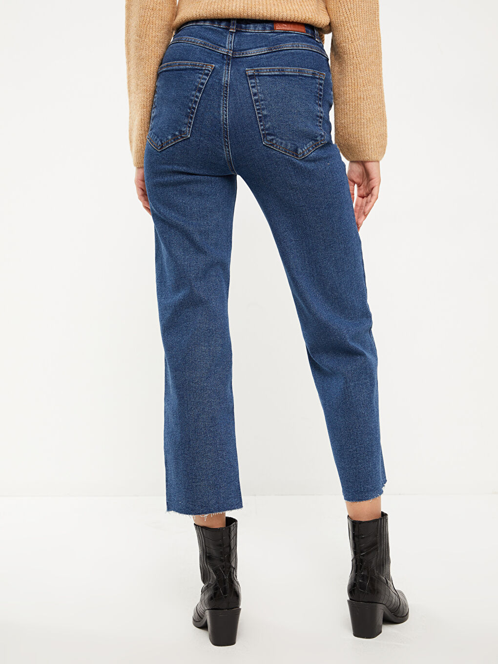 XSIDE Orta Mavi Yüksek Bel Straight Fit Kadın Jean Pantolon - 3