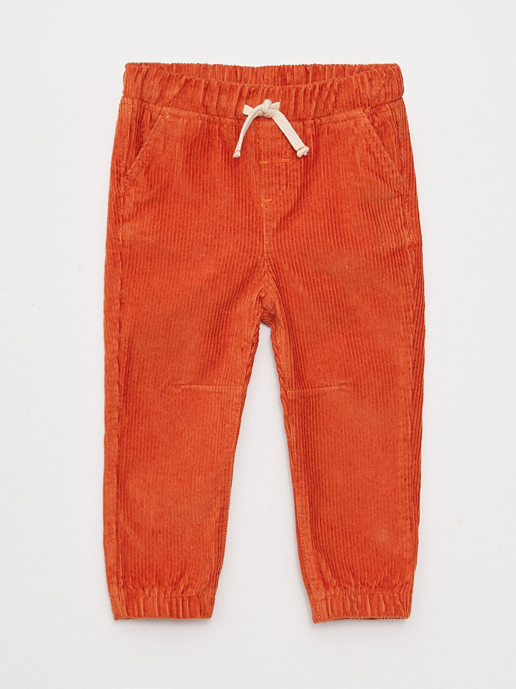 Turuncu Beli Lastikli Basic Kadife Erkek Bebek Pantolon-2