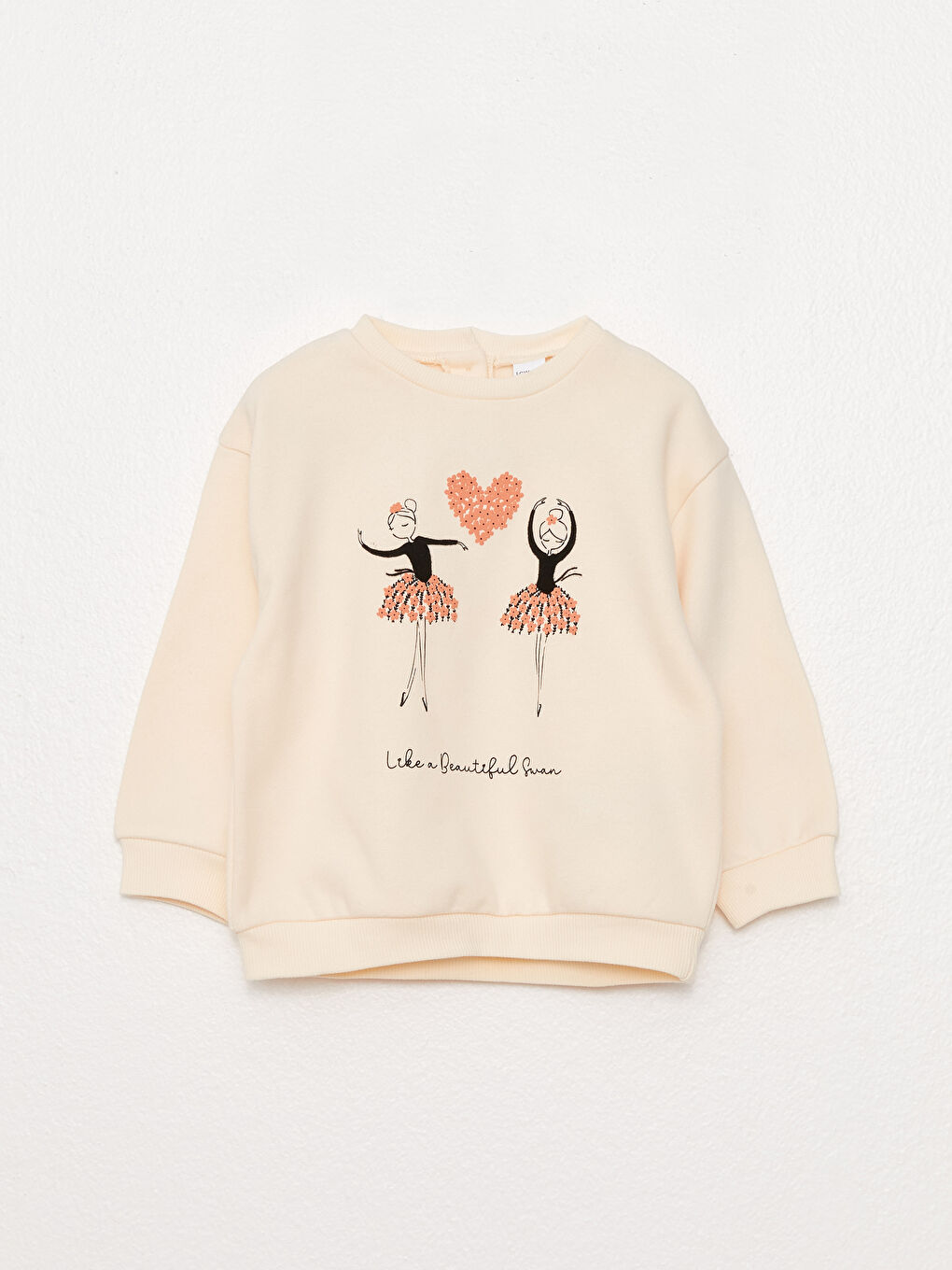 طقم بلوزة كم طويل بياقة دائرية مطبوعة للبنات الرضع مع بنطلون ضيق - مجموعة من قطعتين-1