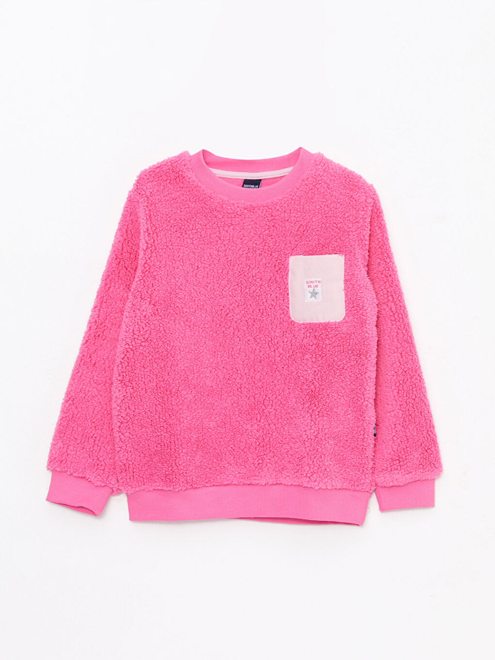 SOUTHBLUE Pembe Bisiklet Yaka Baskılı Uzun Kollu Polar Kız Çocuk Sweatshirt