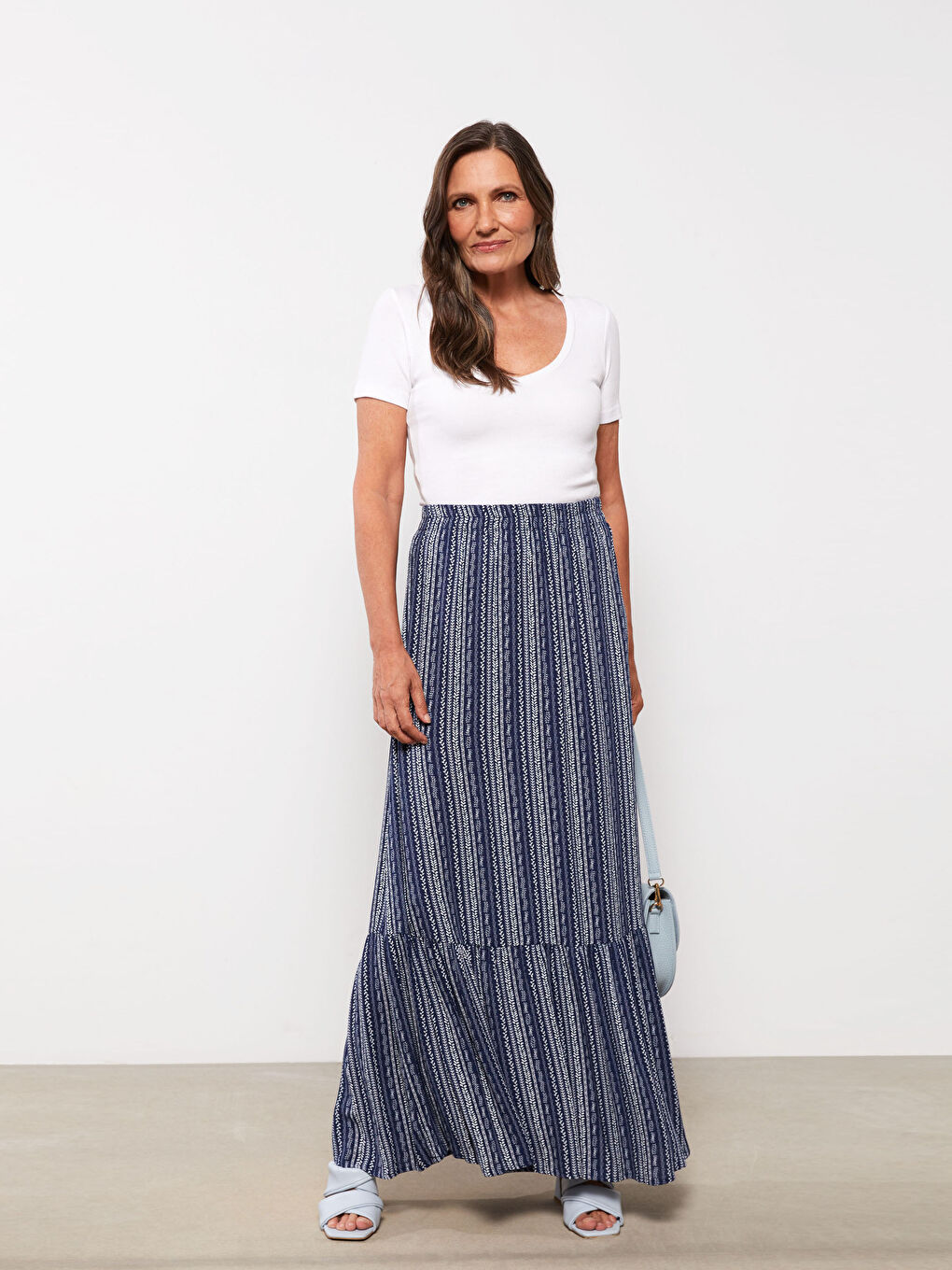 Elastic Waist Patterned Crinkle Women's Skirt-1