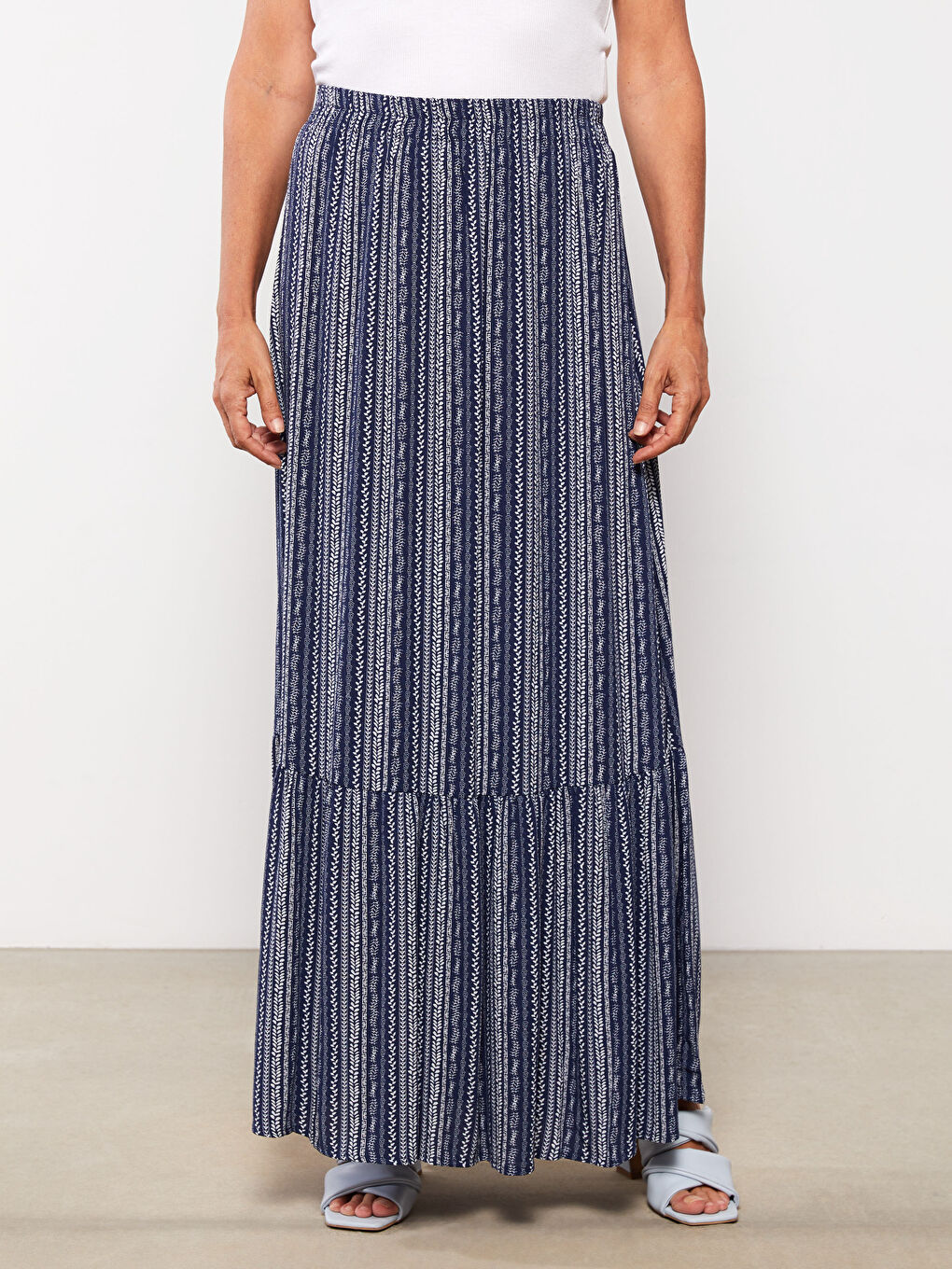 Elastic Waist Patterned Crinkle Women's Skirt-2