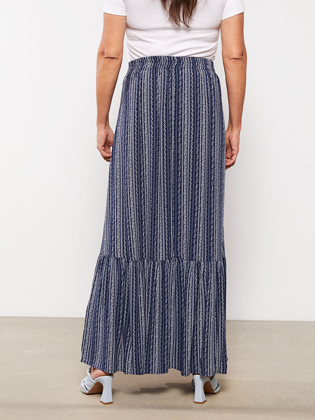 Elastic Waist Patterned Crinkle Women's Skirt-4