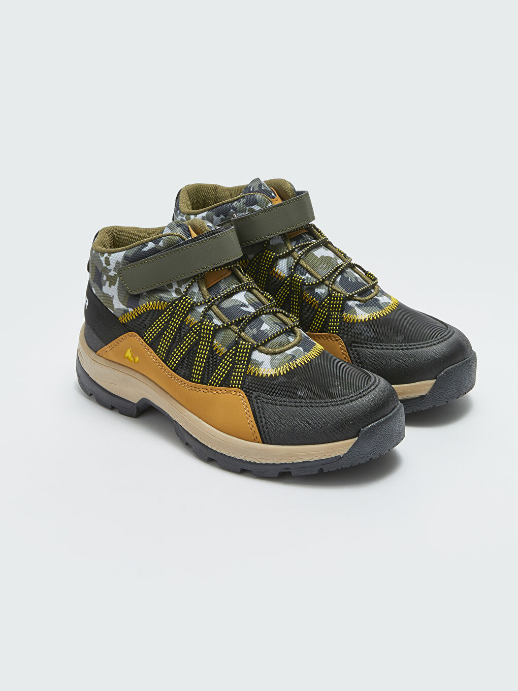 Haki Cırt Cırtlı Kamuflaj Desenli Erkek Çocuk Trekking Bot