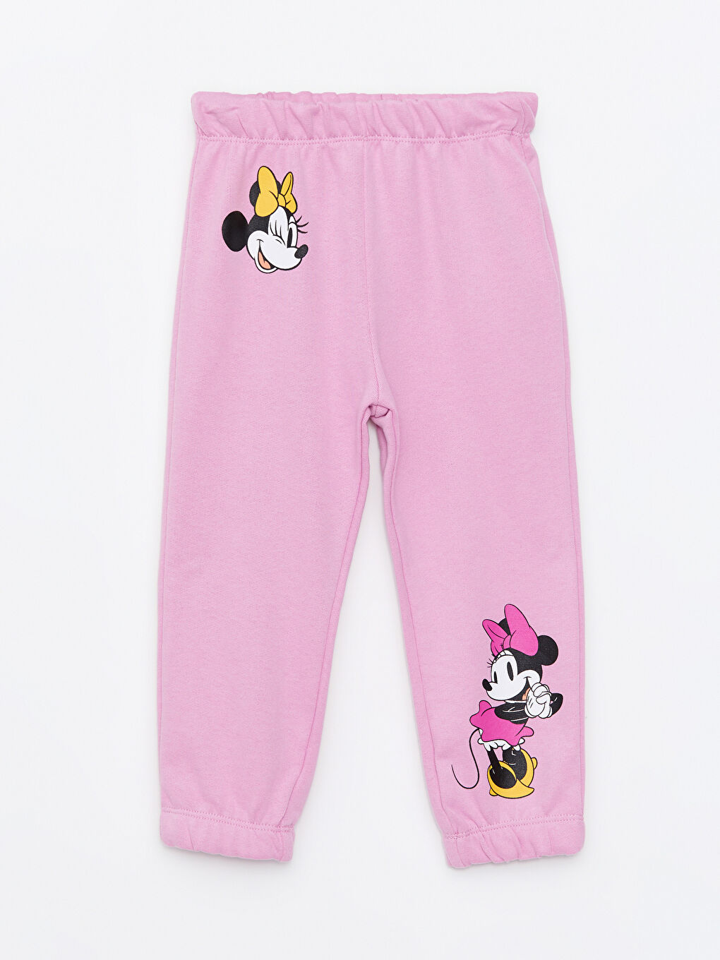 LCW baby Pembe Beli Lastikli Minnie Mouse Baskılı Kız Bebek Eşofman Alt