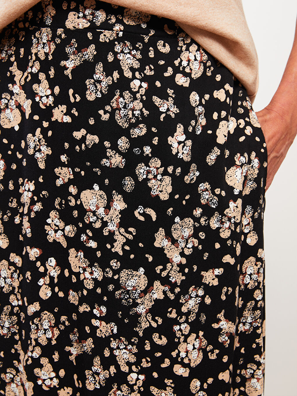 Elastic Waist Patterned A-Cut Viscose Women's Skirt-2