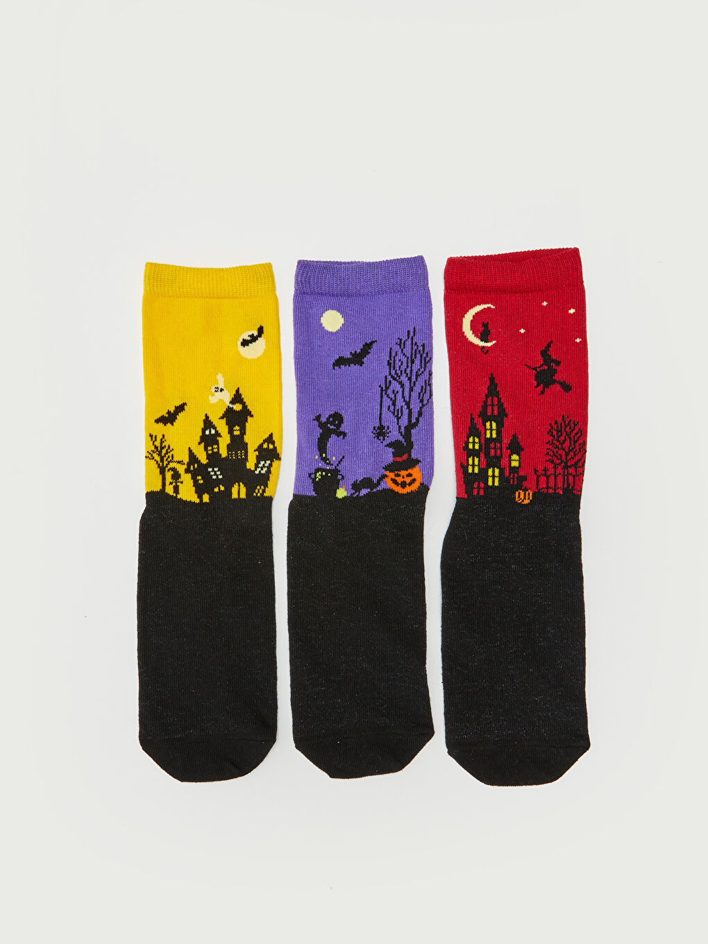 LCW DREAM Halloween Printed Women's Crew Socks 3-Pack -W2G168Z8-J0F