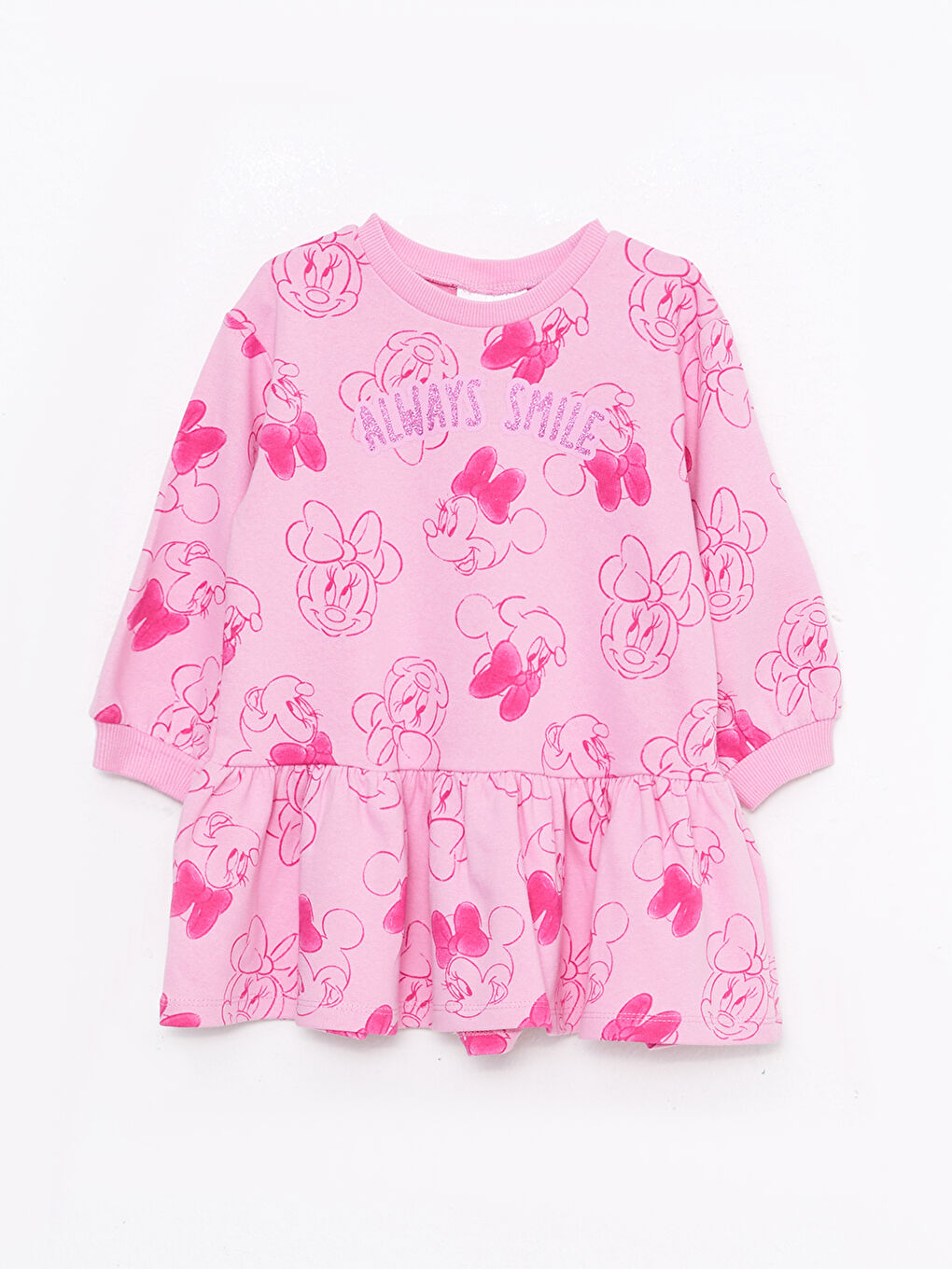 LCW baby Rundhalsausschnitt Langarm Minnie Mouse Bedrucktes Baby Mädchen Kleid -W2G169Z1-LT4