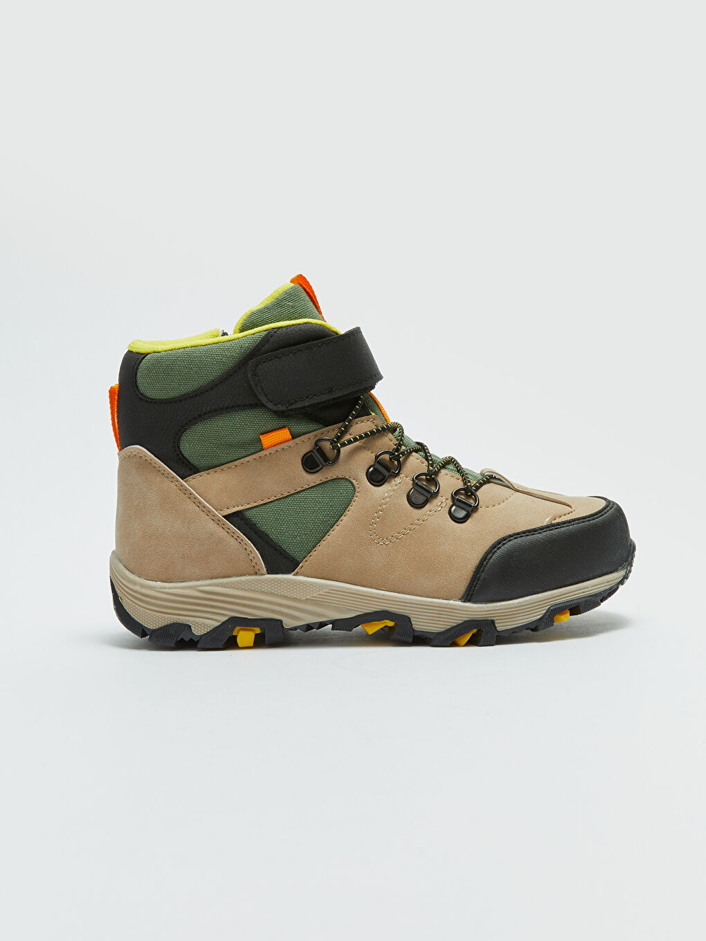 Bej Cırt Cırt ve Fermuarlı Renk Bloklu Erkek Çocuk Trekking Bot-1
