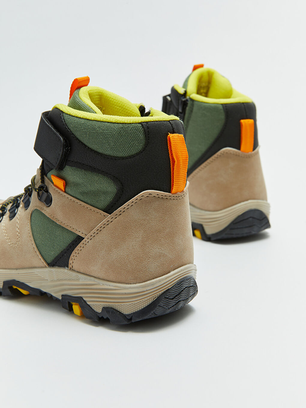 Bej Cırt Cırt ve Fermuarlı Renk Bloklu Erkek Çocuk Trekking Bot-4