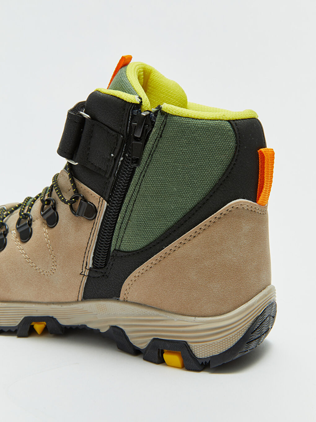 Bej Cırt Cırt ve Fermuarlı Renk Bloklu Erkek Çocuk Trekking Bot-5