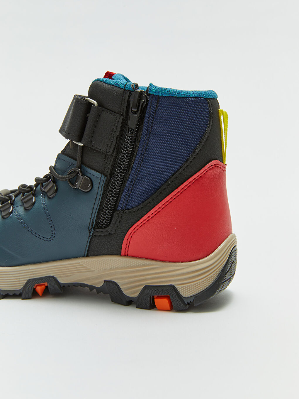 Petrol Cırt Cırt ve Fermuarlı Renk Bloklu Erkek Çocuk Trekking Bot-5