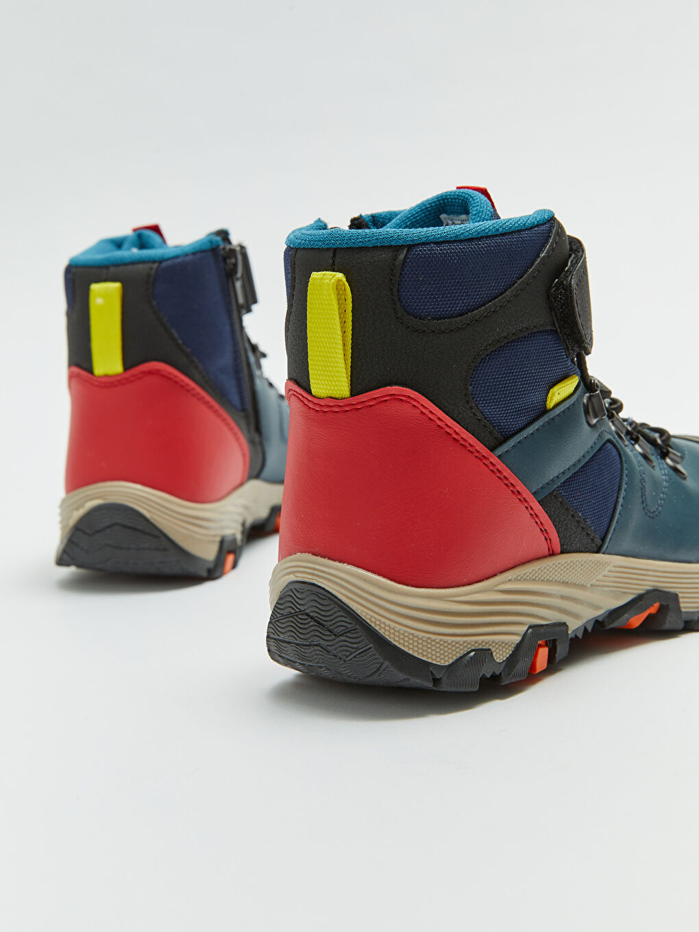 Petrol Cırt Cırt ve Fermuarlı Renk Bloklu Erkek Çocuk Trekking Bot-4