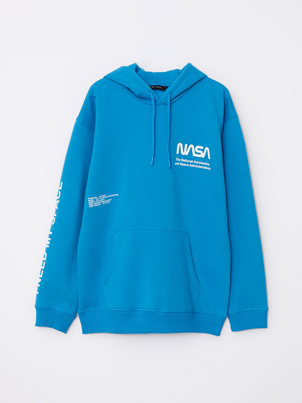 LCW Casual Koyu Mavi Uzun Kollu Nasa Baskılı Erkek Hoodie - 5