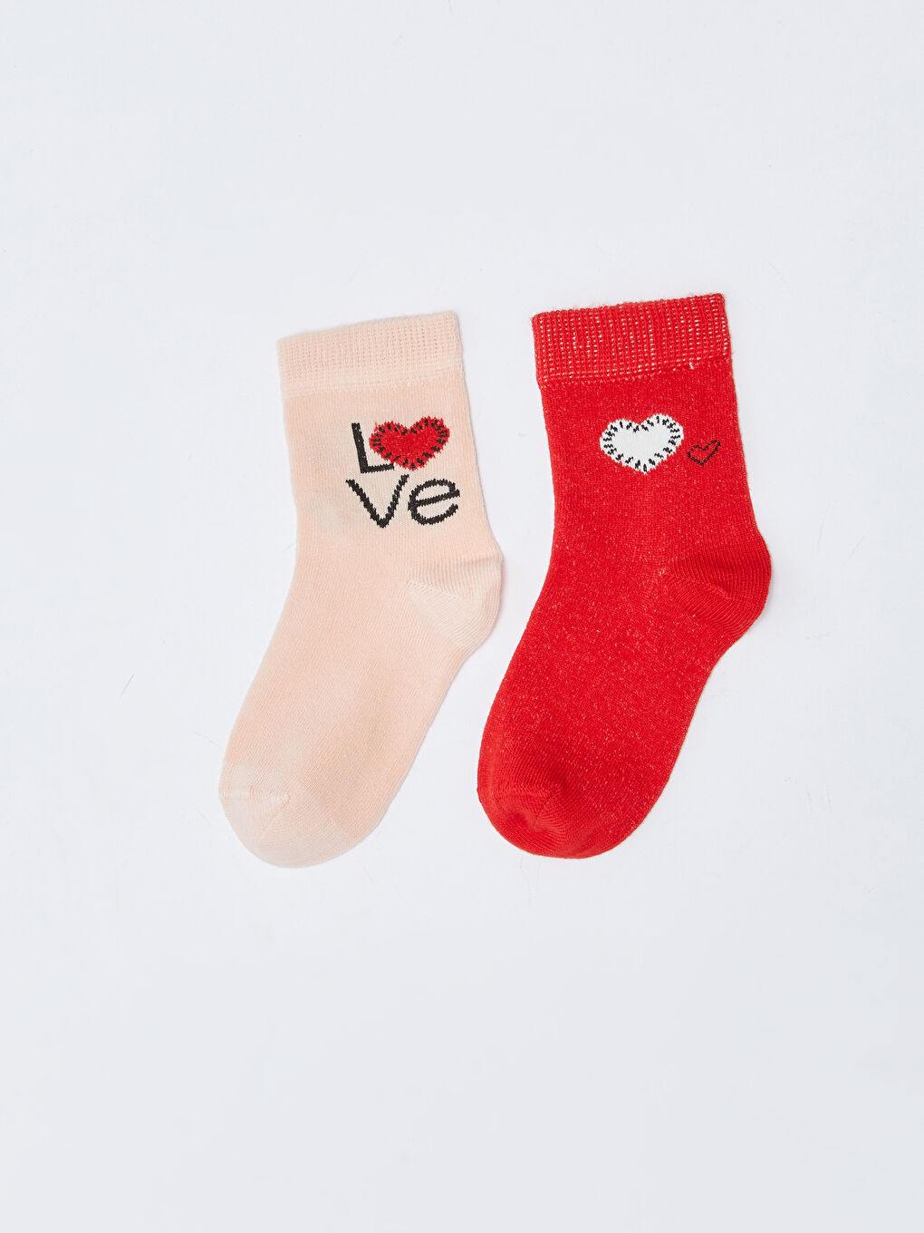 Kırmızı Desenli Kız Bebek Soket Çorap 2'li-1