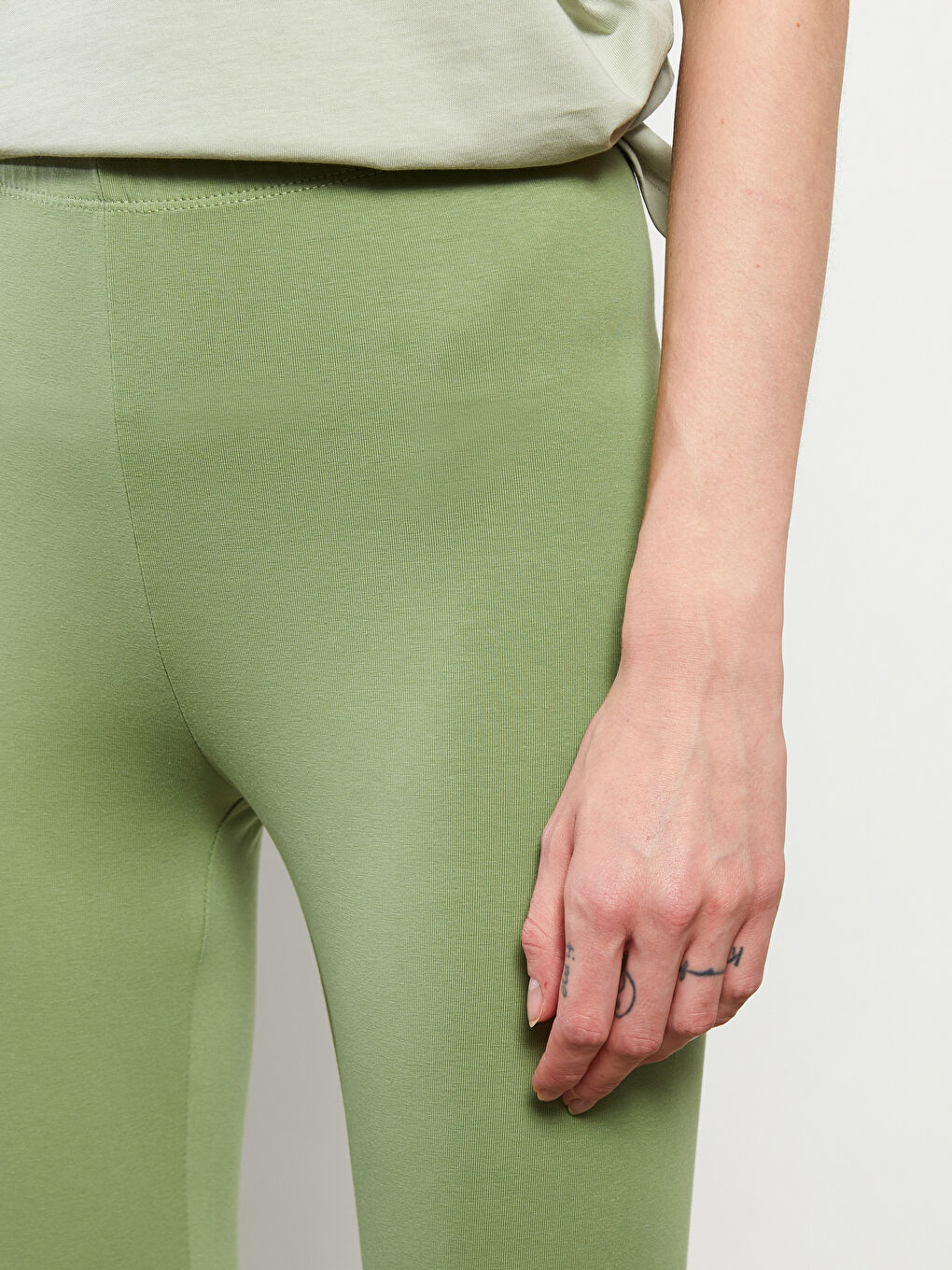 Yeşil Kadın Beli Lastikli Düz Eşofman Altı-3