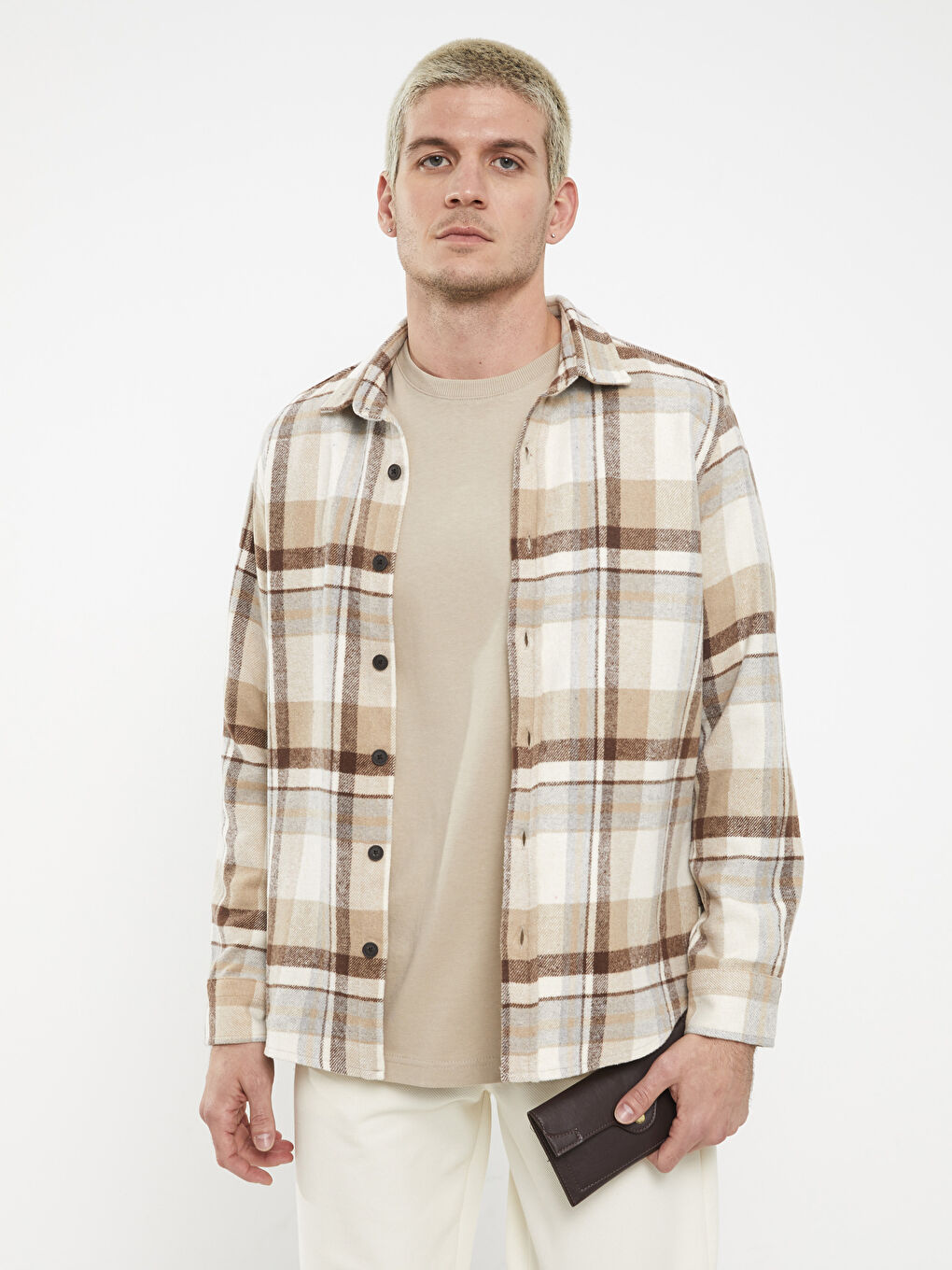 Kahverengi Regular Fit Uzun Kollu Ekose Erkek Oduncu Gömlek