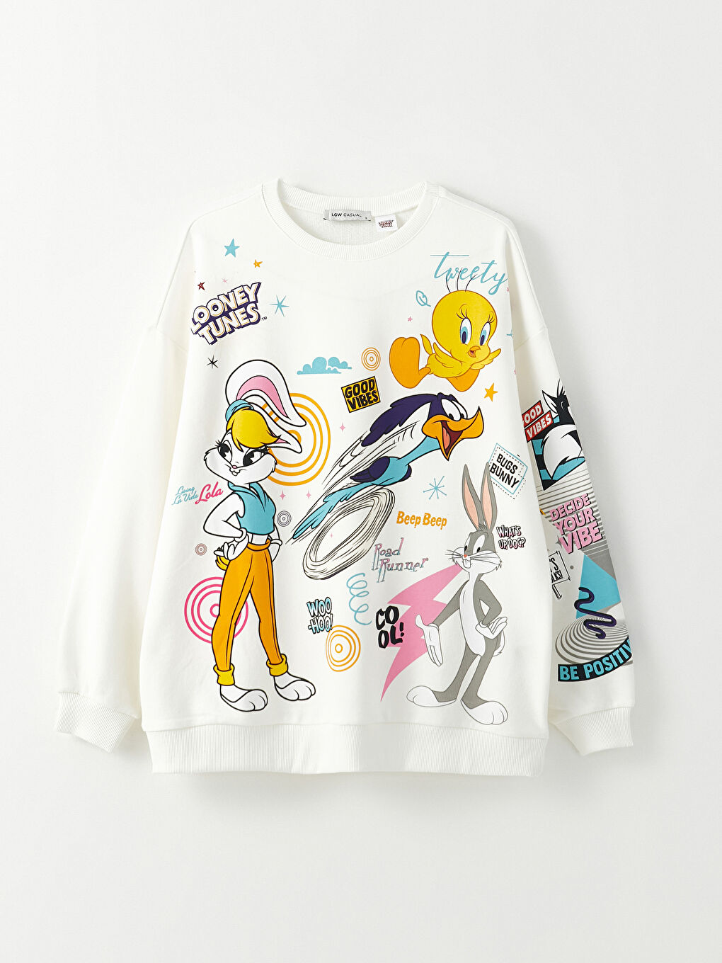 Свитшот с круглым вырезом, с принтом Багз Банни, с длинным рукавом для женщин-5