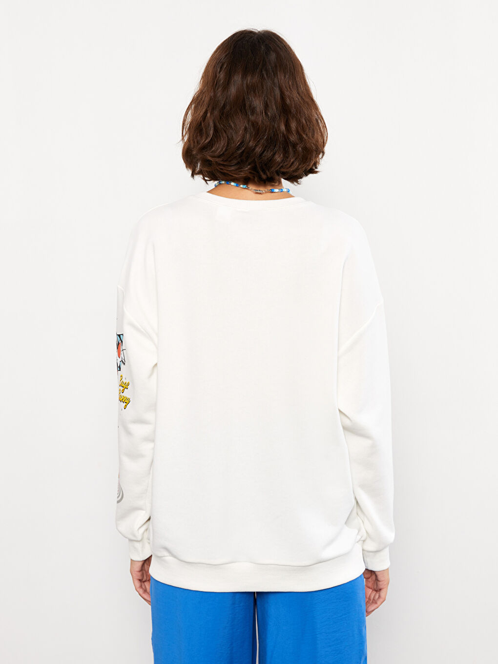 Свитшот с круглым вырезом, с принтом Багз Банни, с длинным рукавом для женщин-4