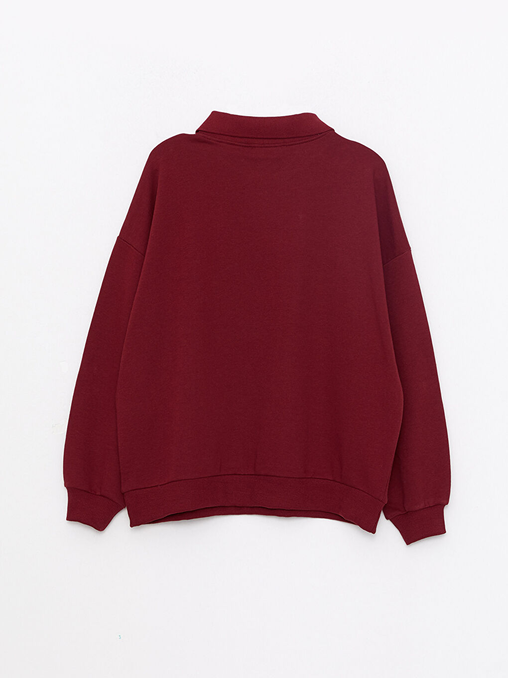 LCW Vision Bordo Polo Yaka Baskılı Uzun Kollu Oversize Kadın Sweatshirt - 7