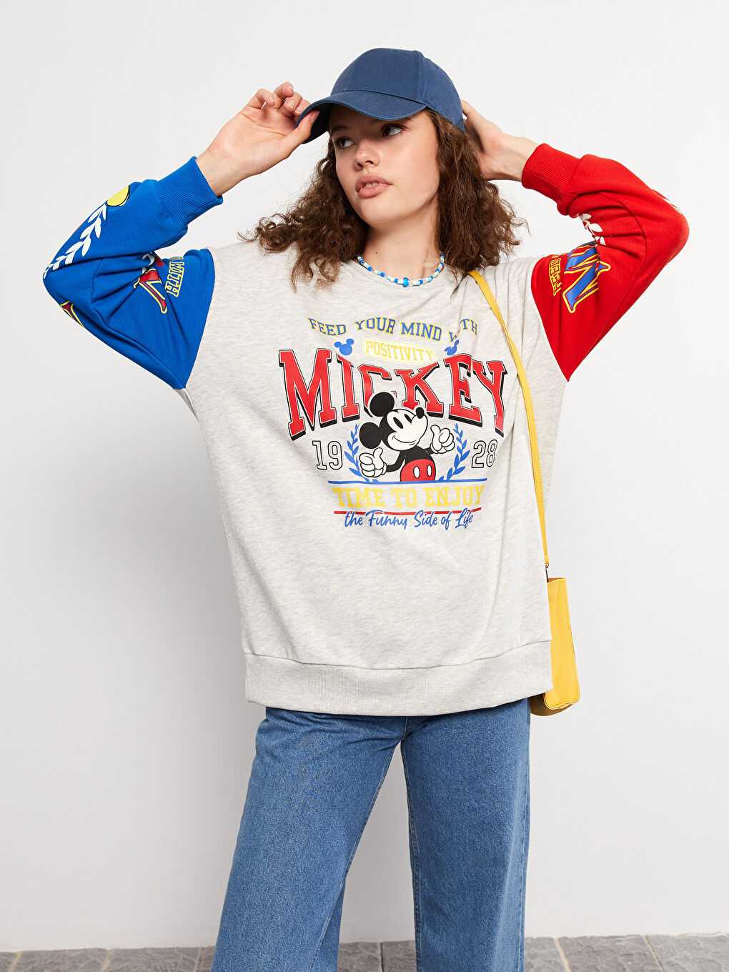 Rundhalsausschnitt Mickey Mouse Bedrucktes Langarm Damen-Sweatshirt