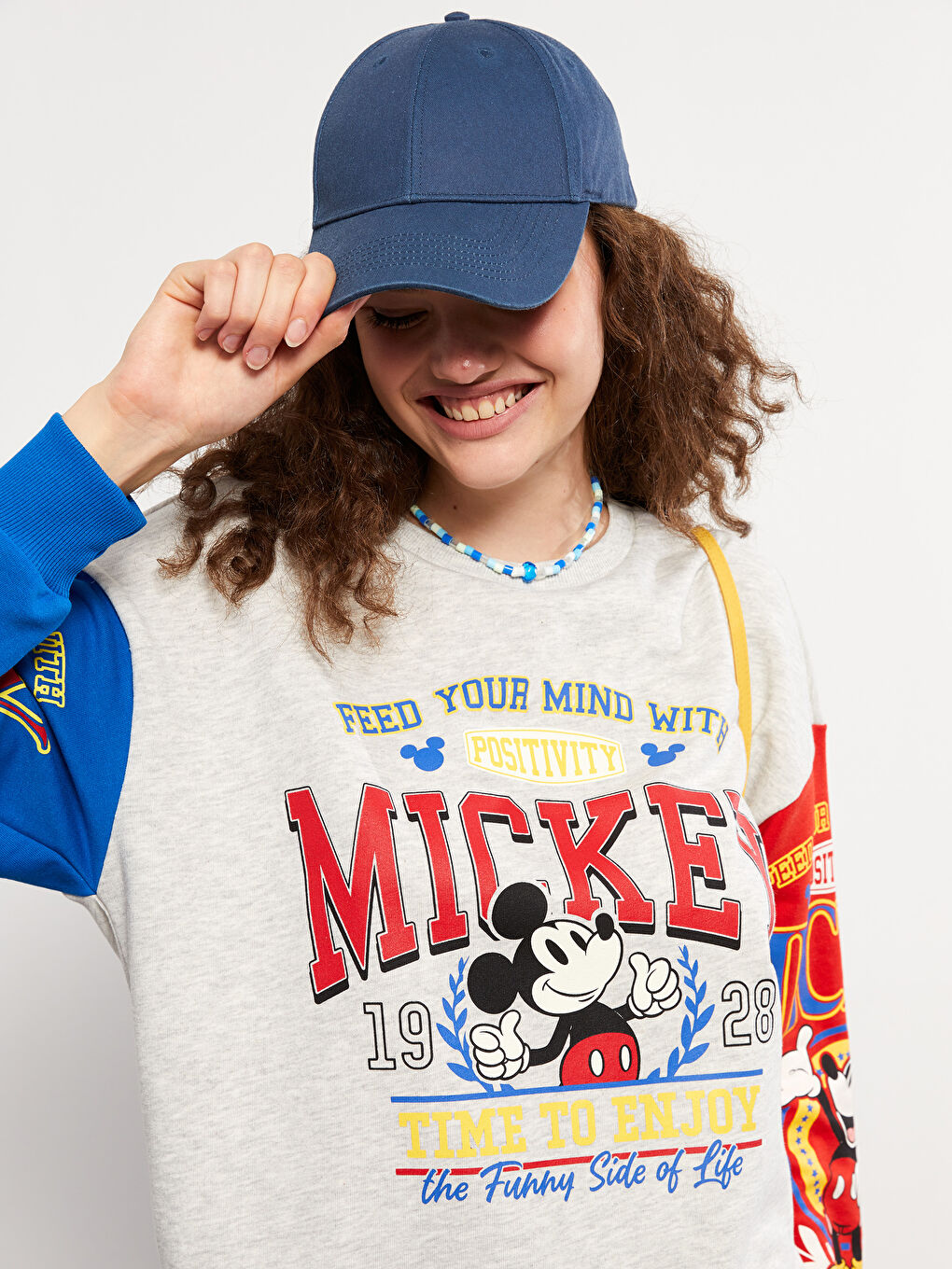 Rundhalsausschnitt Mickey Mouse Bedrucktes Langarm Damen-Sweatshirt-1