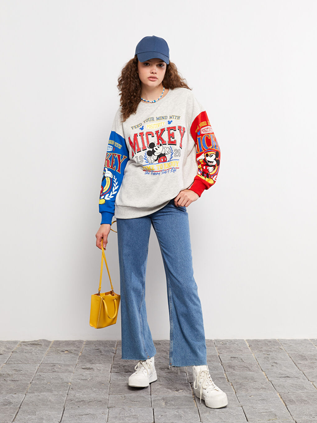 Rundhalsausschnitt Mickey Mouse Bedrucktes Langarm Damen-Sweatshirt-2