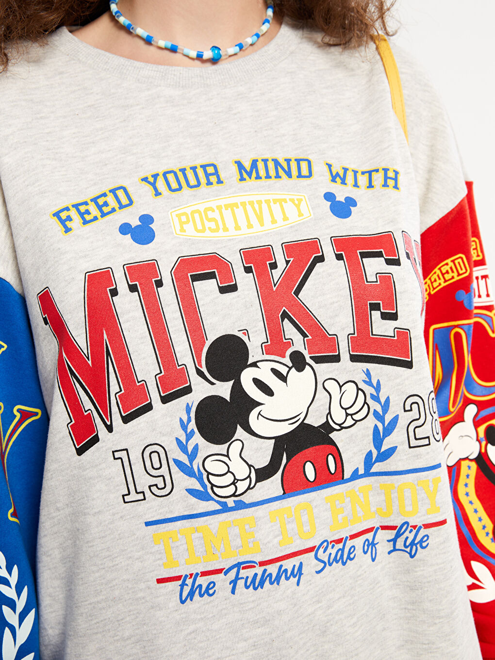 Rundhalsausschnitt Mickey Mouse Bedrucktes Langarm Damen-Sweatshirt-3