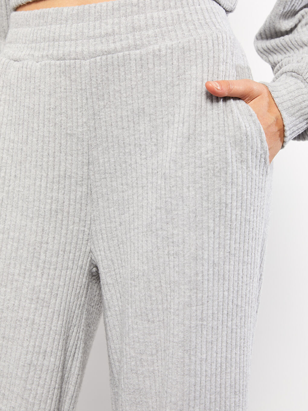 ქალებისთვის ელასტიური წელის უბრალო სპორტული შარვალი-2