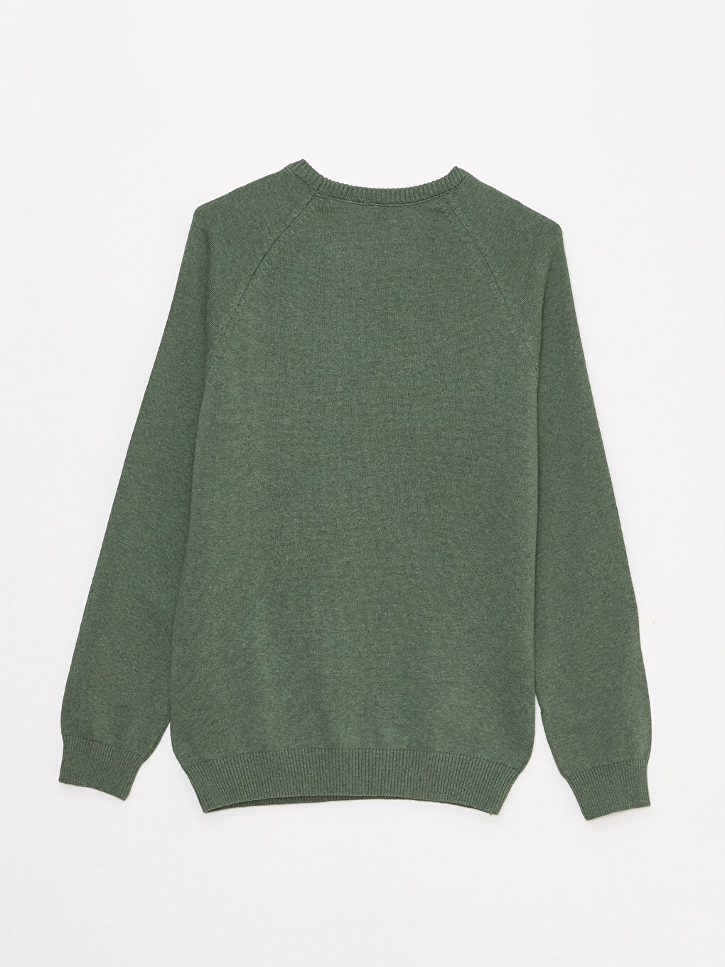 Yeşil Bisiklet Yaka Uzun Kollu Kendinden Desenli Erkek Triko Kazak-6