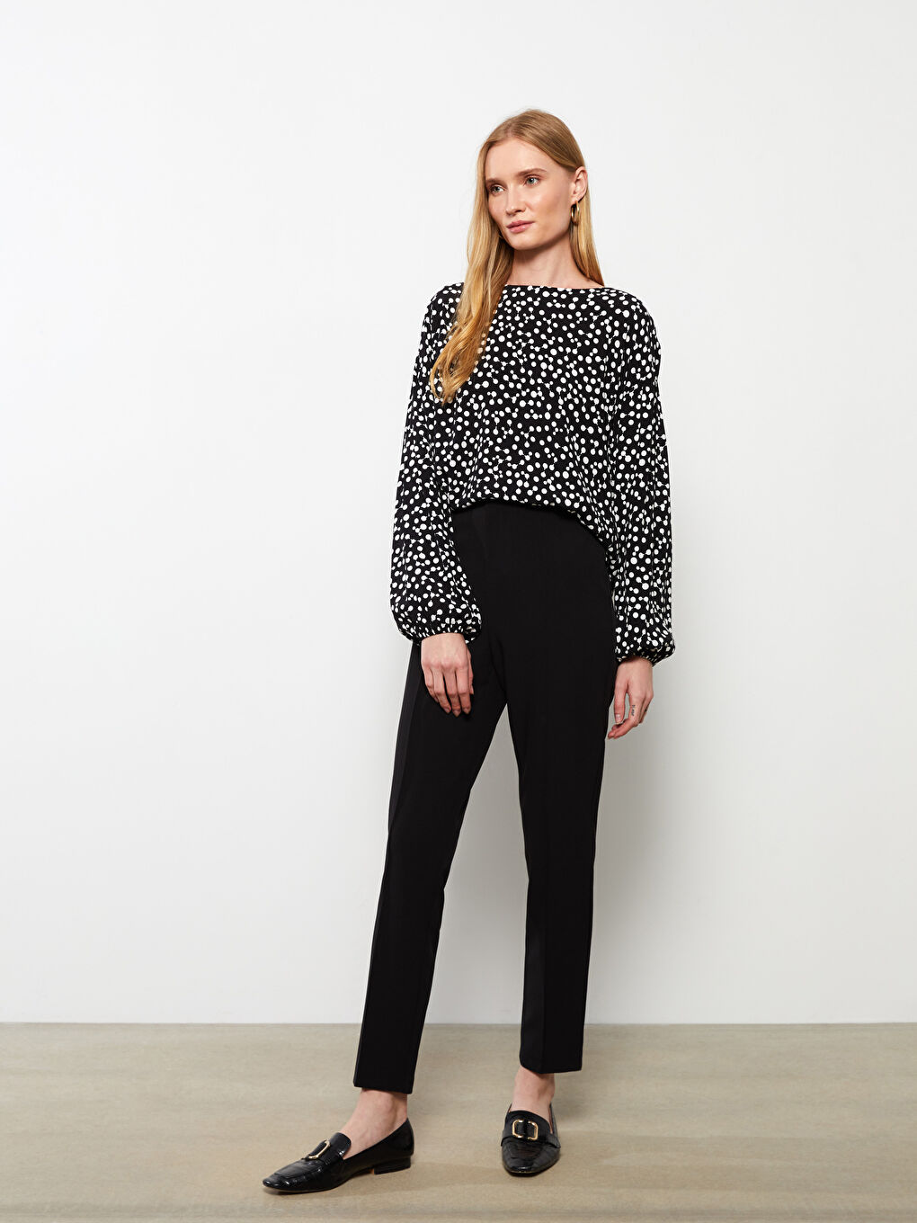 Blouse Pour Femmes À Manches Longues En Viscose Imprimée À Col Rond-1