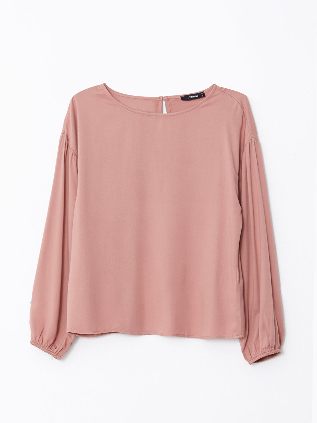 Crew Neck Straight Long Sleeve Viscose Women's Blouse-5