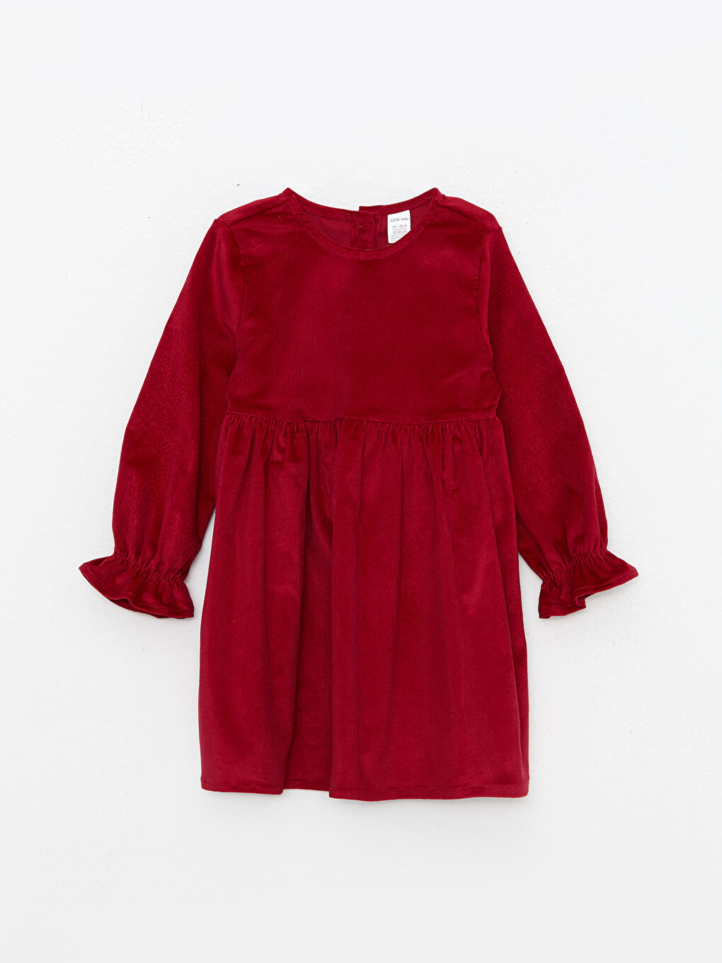 Crew Neck Long Sleeve Basic Baby Girl Velvet Dress