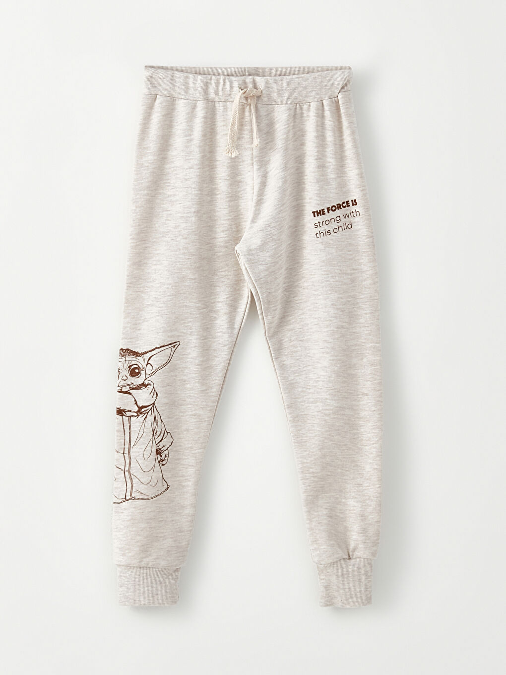 Bej Beli Lastikli Baskılı Erkek Çocuk Jogger Eşofman Altı