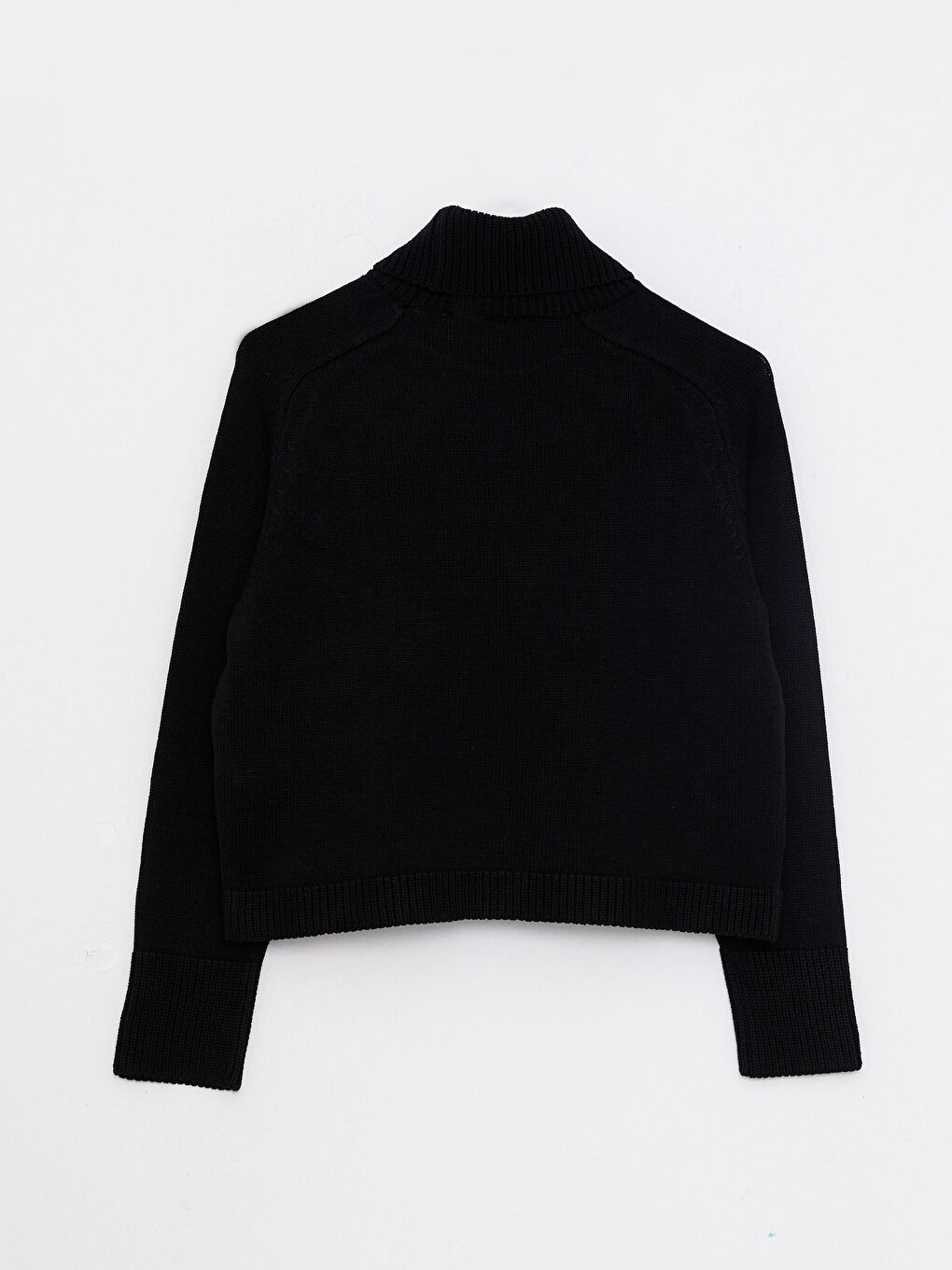 Siyah Balıkçı Yaka Düz Uzun Kollu Kadın Triko Kazak-6