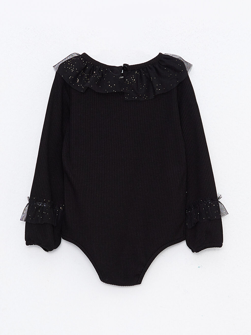 Body bébé à col rond et manches longues avec fermeture à pression pour filles-1