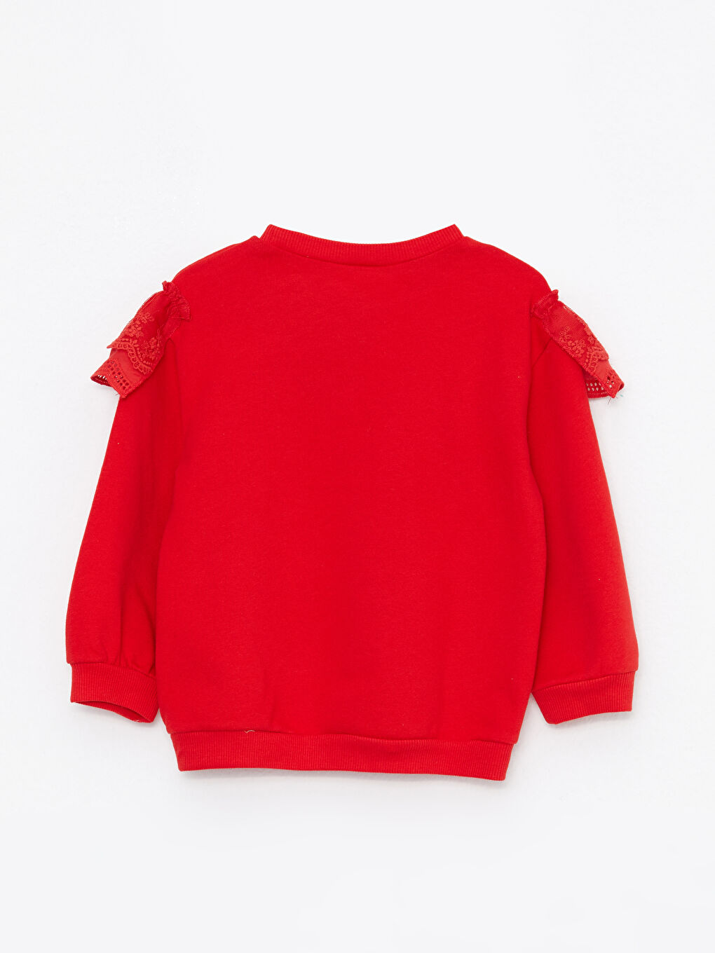 Kırmızı Bisiklet Yaka Uzun Kollu Basic Kız Bebek Sweatshirt-1