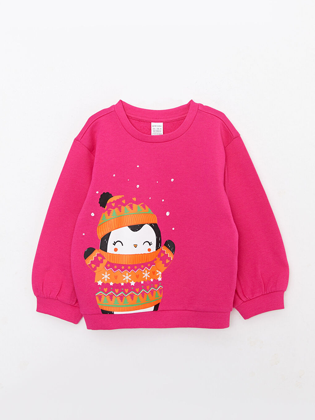 LCW baby Fuşya Bisiklet Yaka Uzun Kollu Baskılı Kız Bebek Sweatshirt 2'li - 1