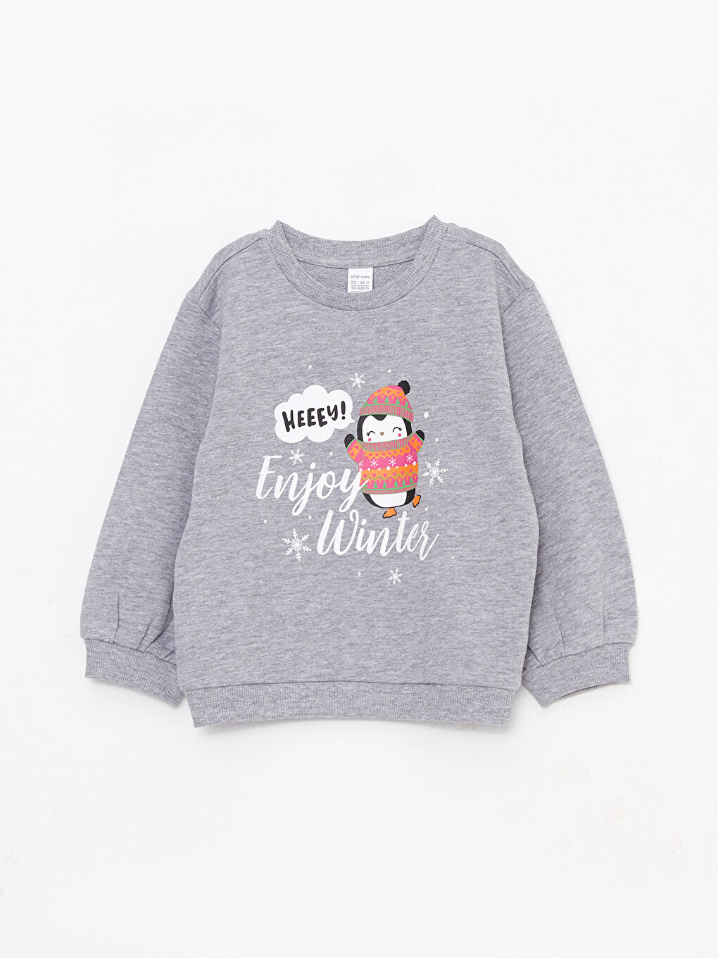 LCW baby Fuşya Bisiklet Yaka Uzun Kollu Baskılı Kız Bebek Sweatshirt 2'li - 2