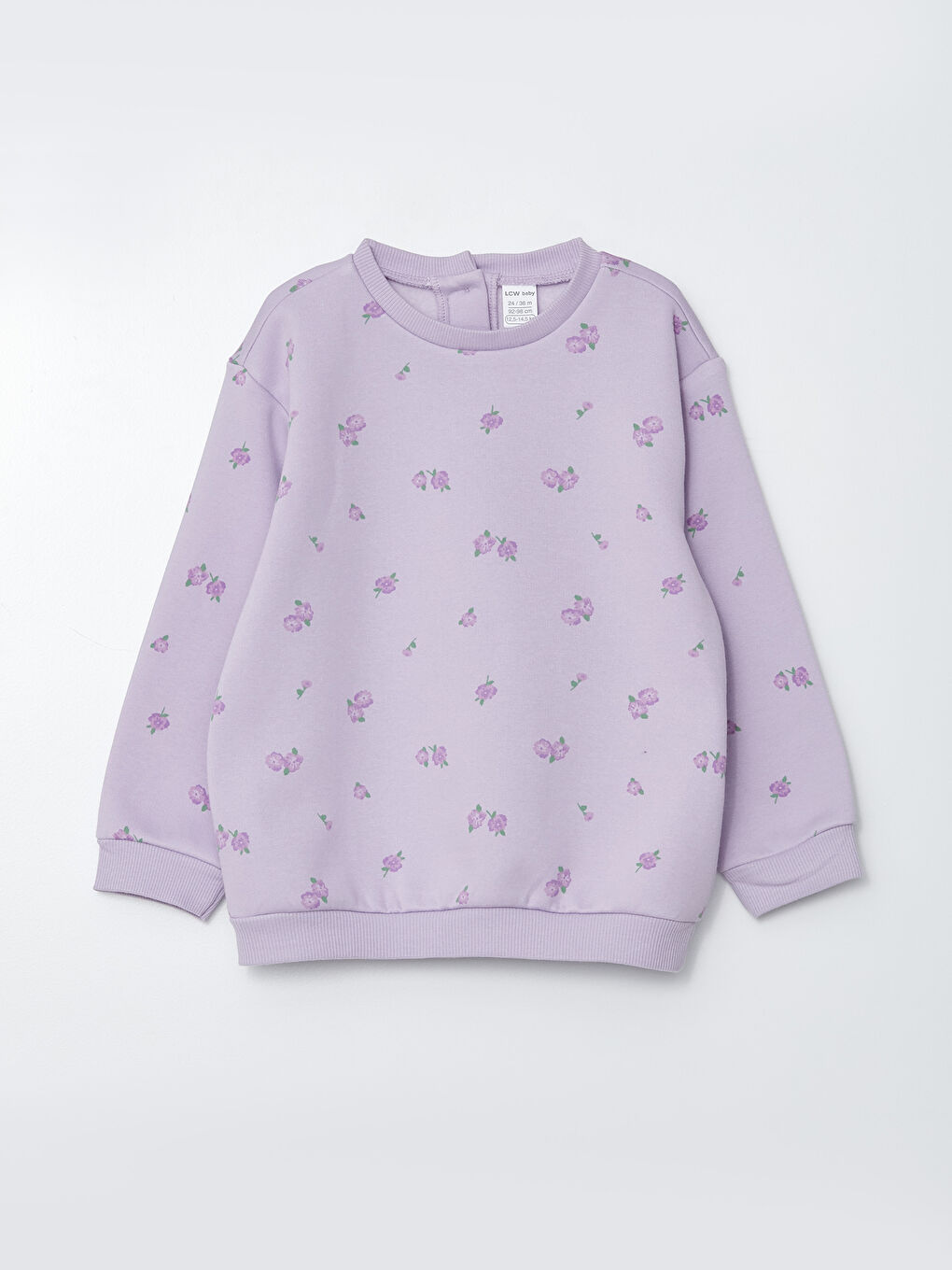 LCW baby Crew Neck Long Sleeve Printed Baby Girl Sweatshirt 2 Pieces -W2G368Z1-GLR