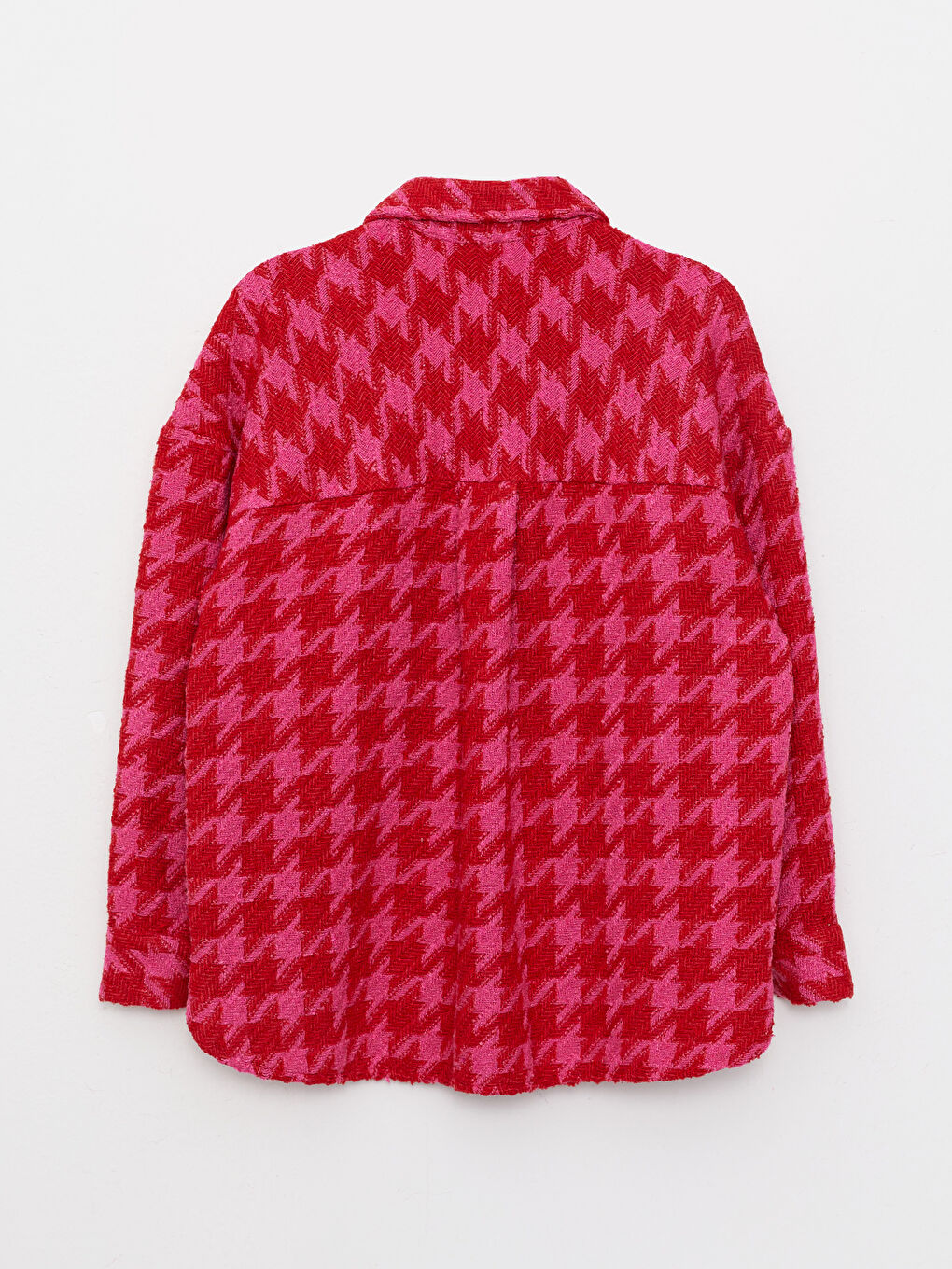 Buttoned Patterned Long Sleeve Tweed Women's Shirt Jacket-9