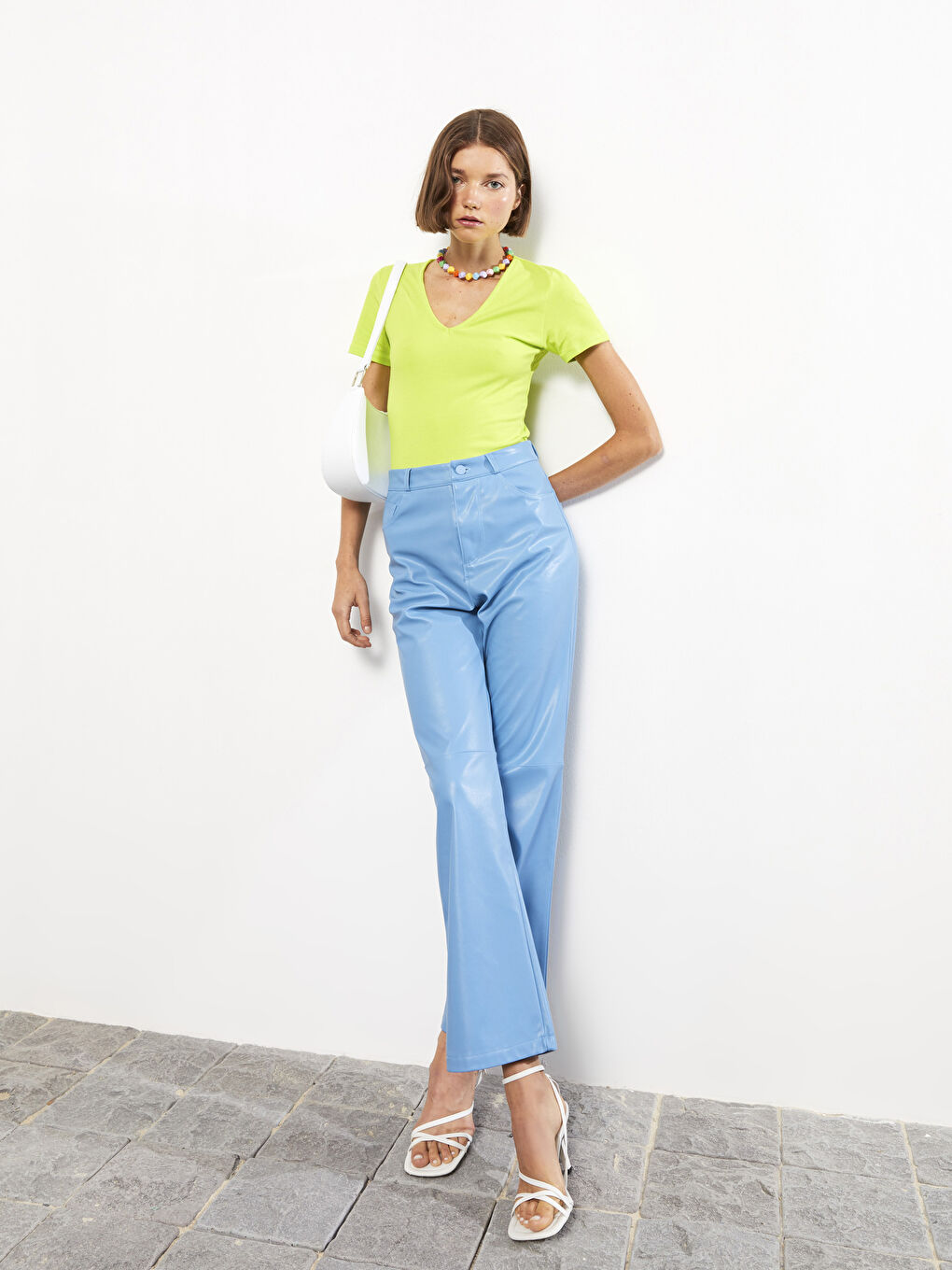 Slim Fit Faux Leather Women's Trousers