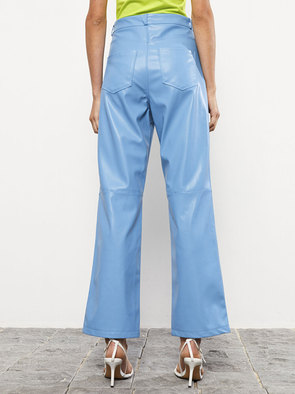 Slim Fit Faux Leather Women's Trousers-2