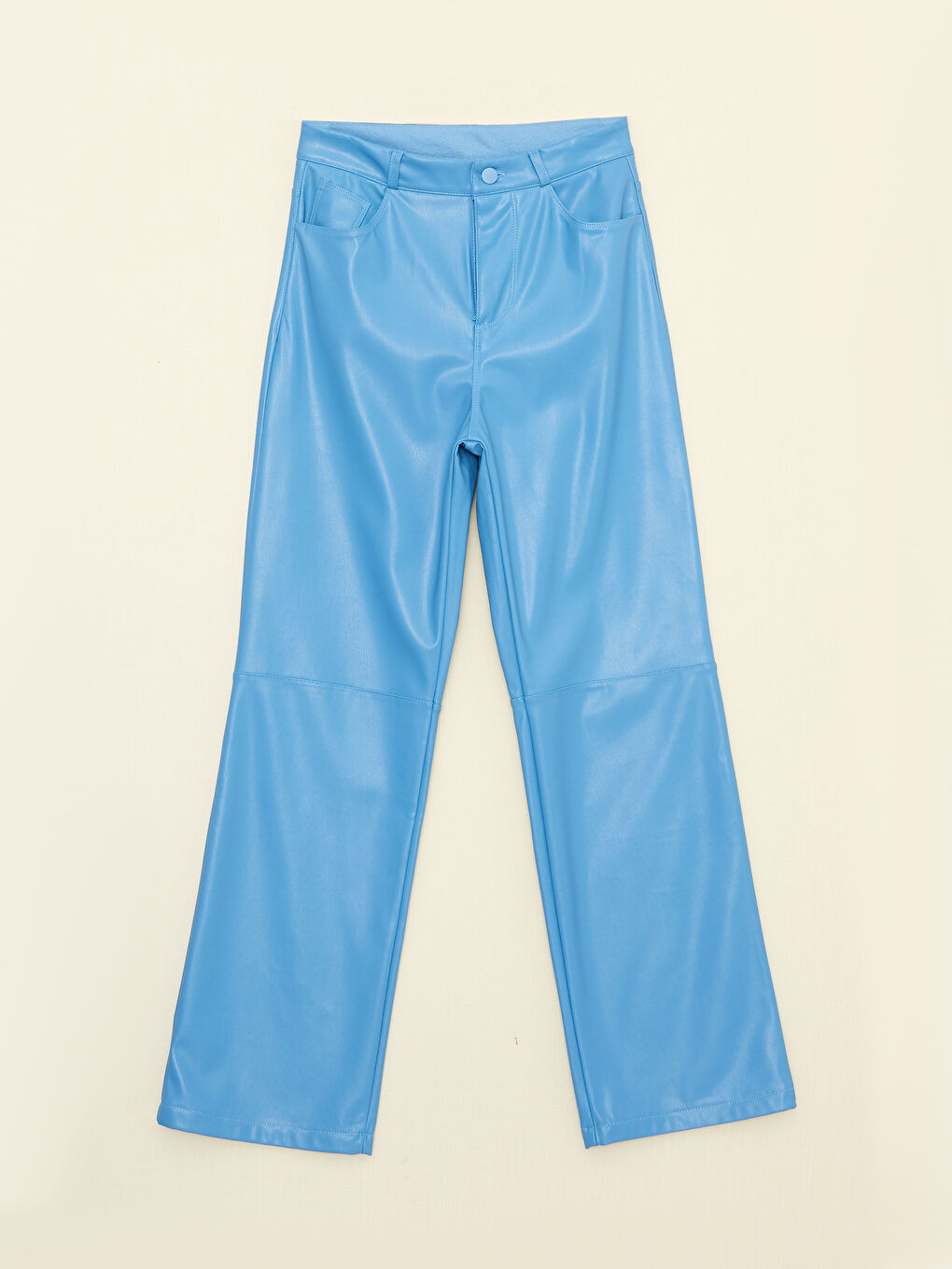 Slim Fit Faux Leather Women's Trousers-3