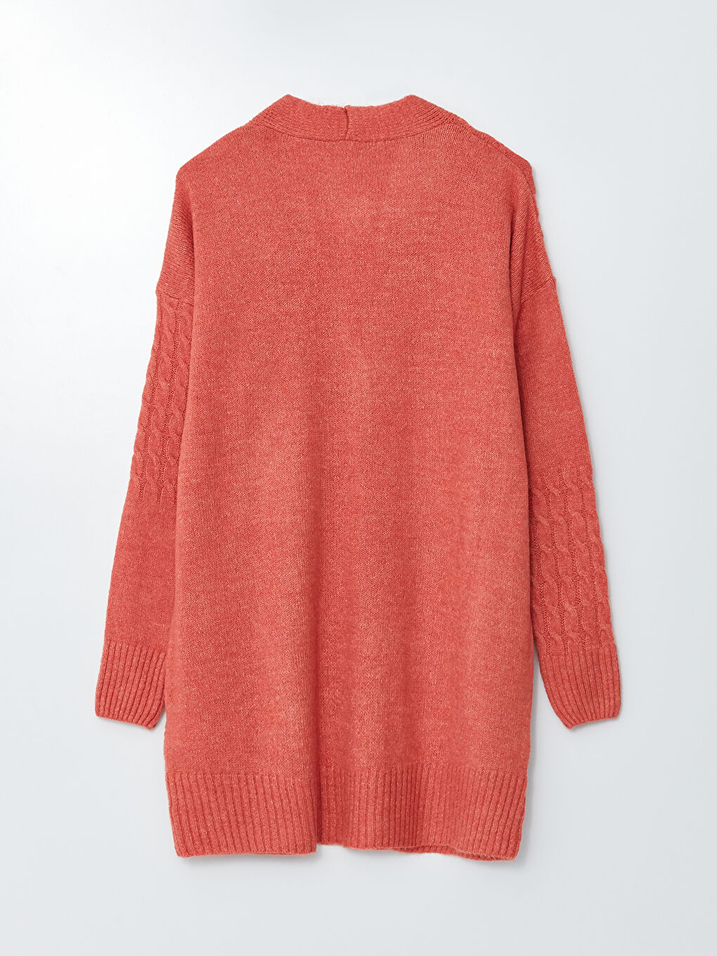 Turuncu V Yaka Kendinden Desenli Uzun Kollu Oversize Kadın Triko Hırka-9