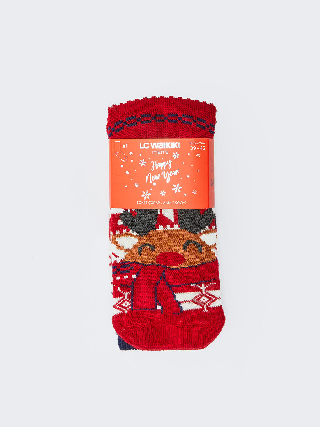 Kırmızı Yılbaşı Temalı Erkek Soket Çorap