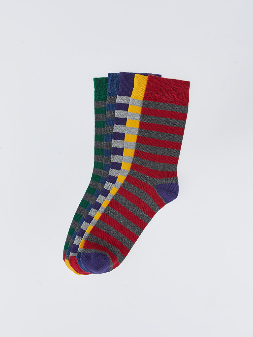 شرابات كاحل مخططة للرجال - ٥ قطع