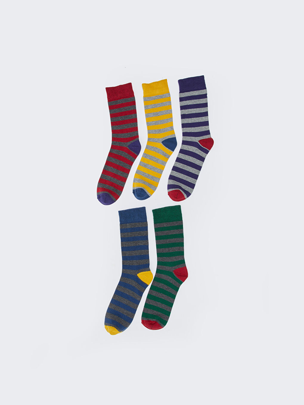 شرابات كاحل مخططة للرجال - ٥ قطع-1