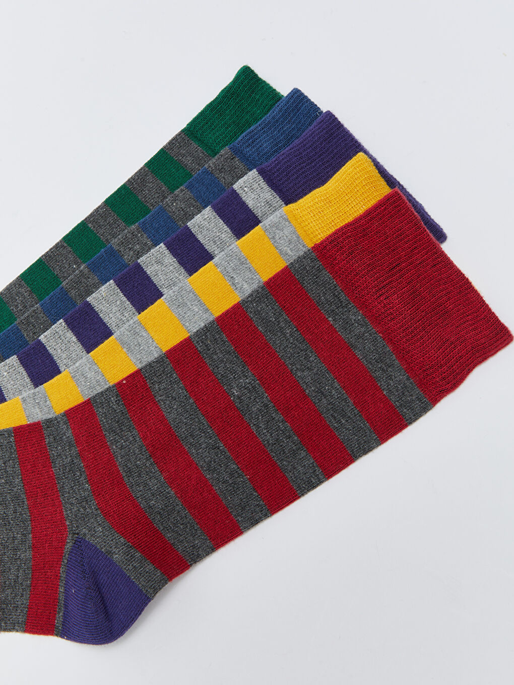 شرابات كاحل مخططة للرجال - ٥ قطع-2