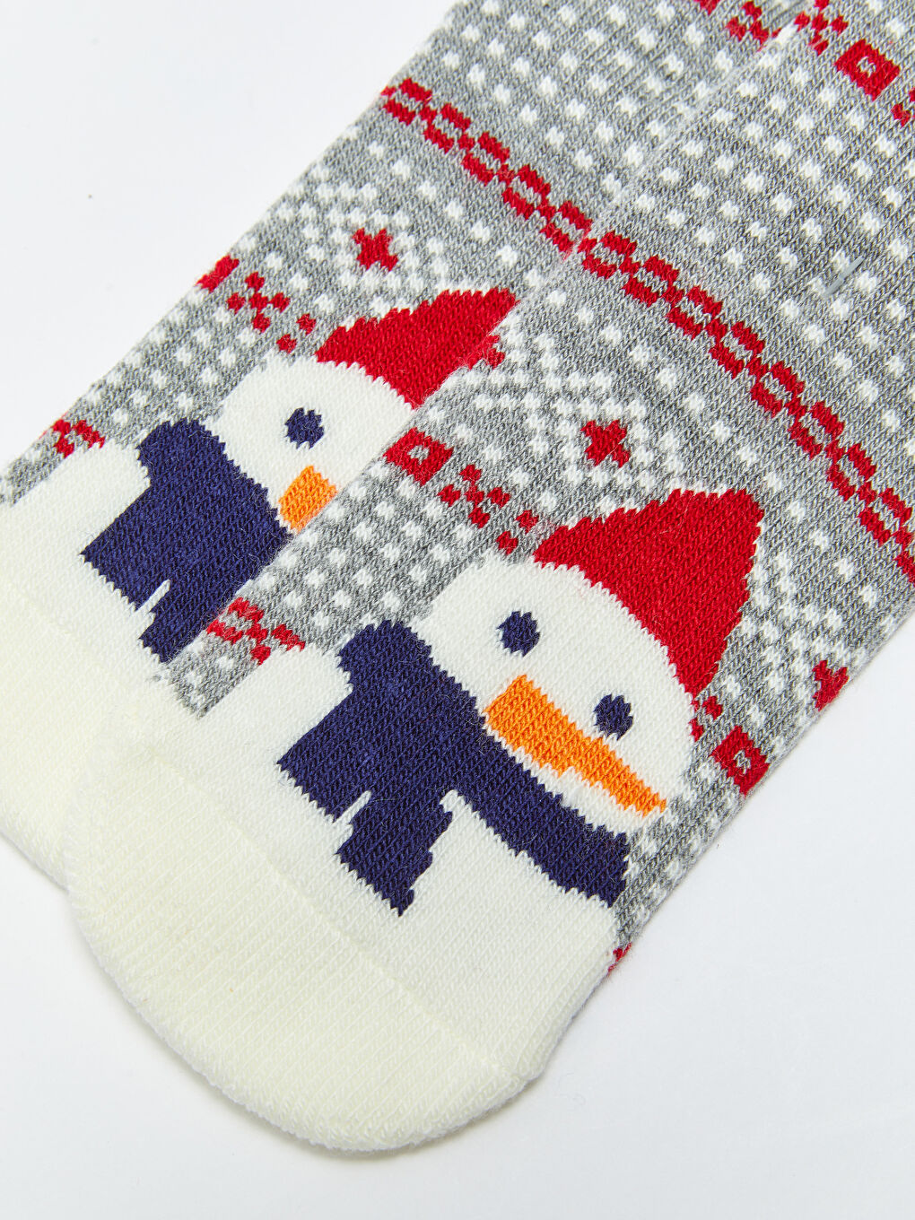 Gri Yılbaşı Temalı Erkek Soket Çorap-3